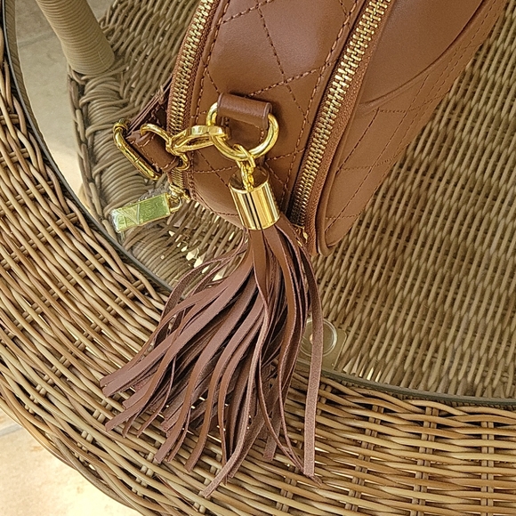 Joy & Iman cognac leather crossbody bag - Picture 4 of 14